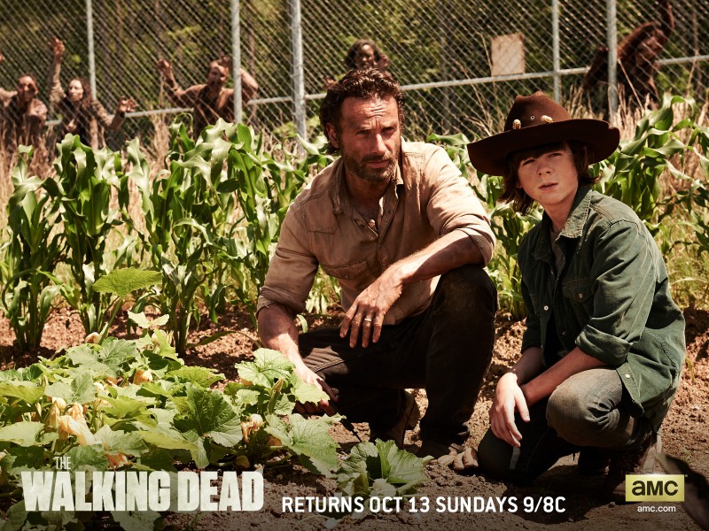 rick and his son the walkind dead wallpaper